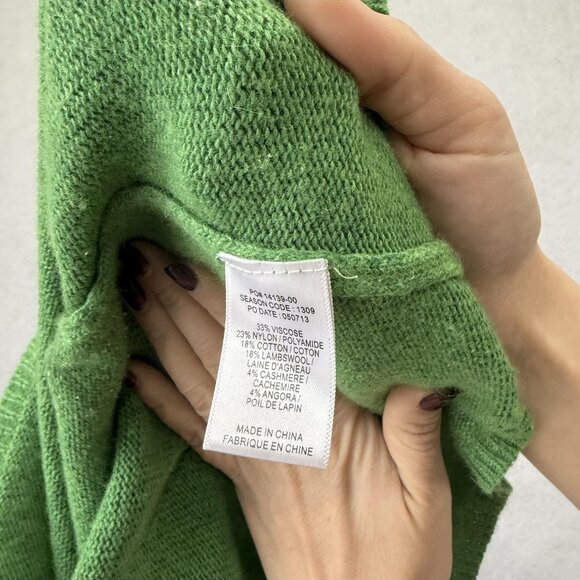 Splendid Sweater Womens Medium Green Black Stripe Wool Blend Crewneck Pullover - Picture 6 of 8